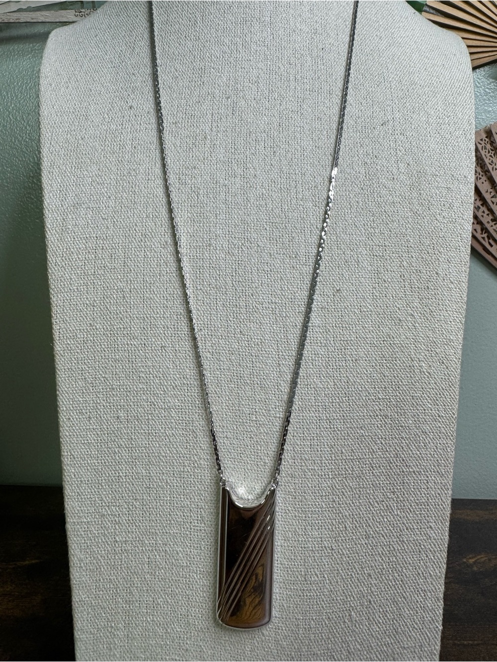 Monet Silver-tone Rectangular Pendant Necklace